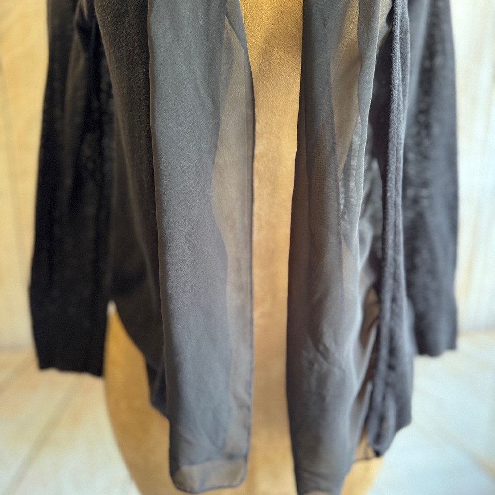 Chico's Easywear Black Cardigan, sheer lapel, lightweight sz 0 or S/4​ - Picture 7 of 15